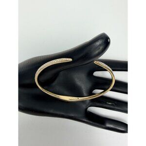 Nadri Gold Tone Pave Crystal Open Cuff Bracelet Minimalist Modern